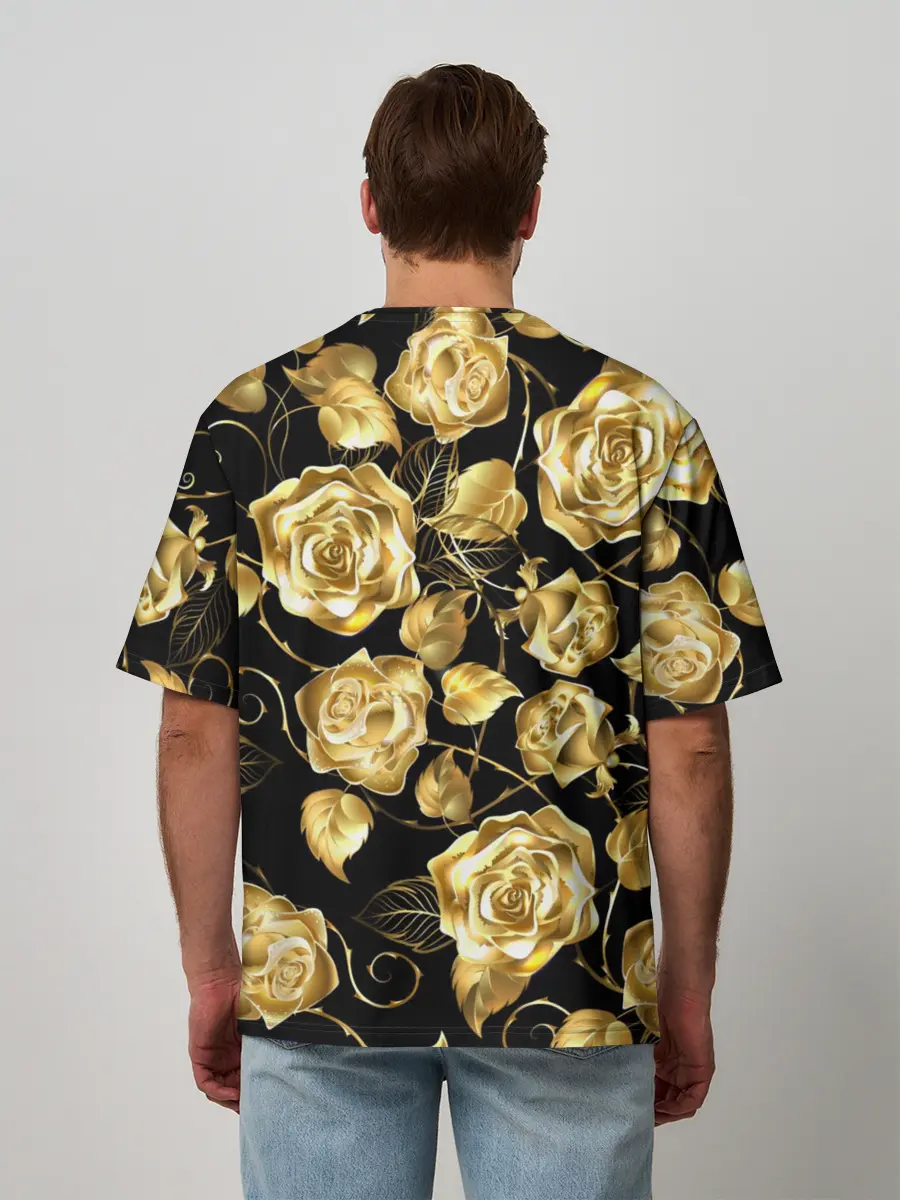 Мужская футболка оверсайз / Golden Roses