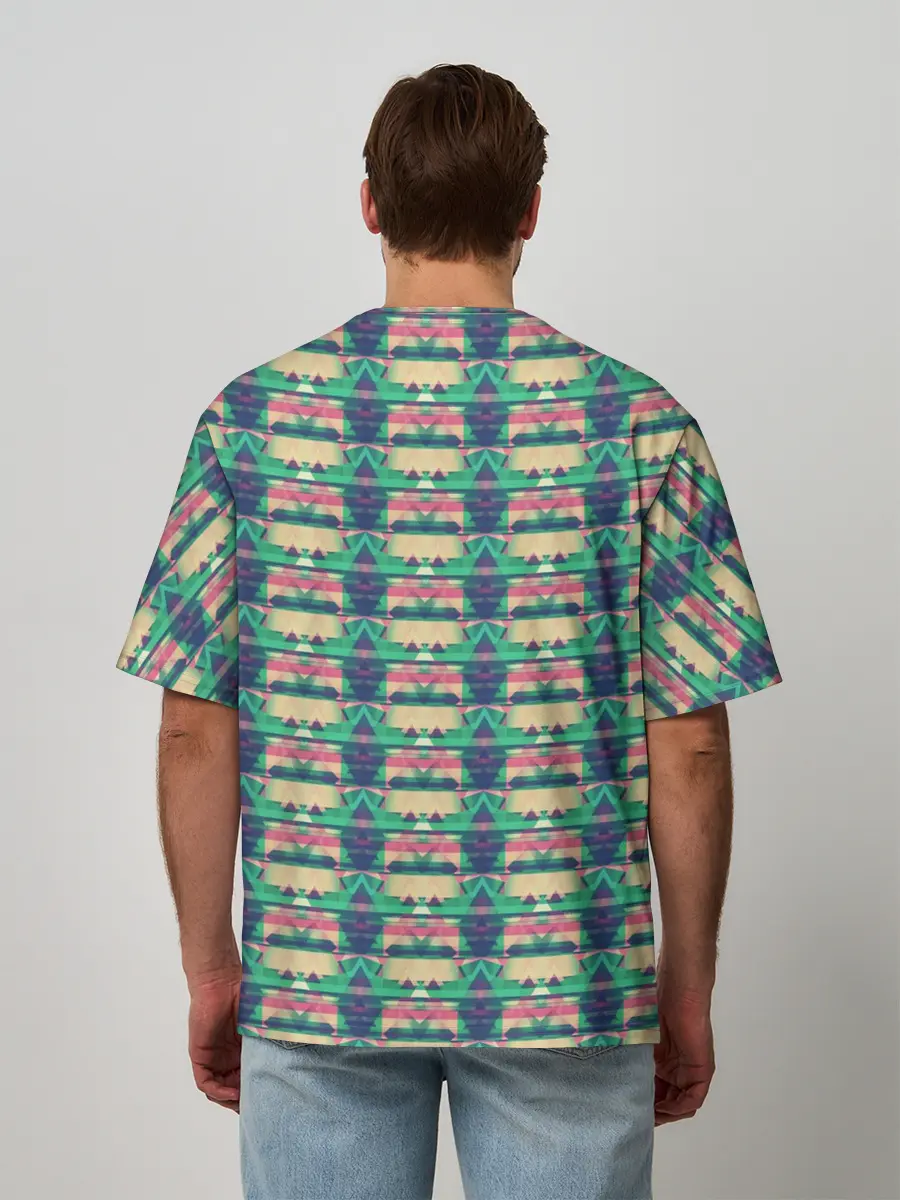 Мужская футболка оверсайз / Геометрический глитч