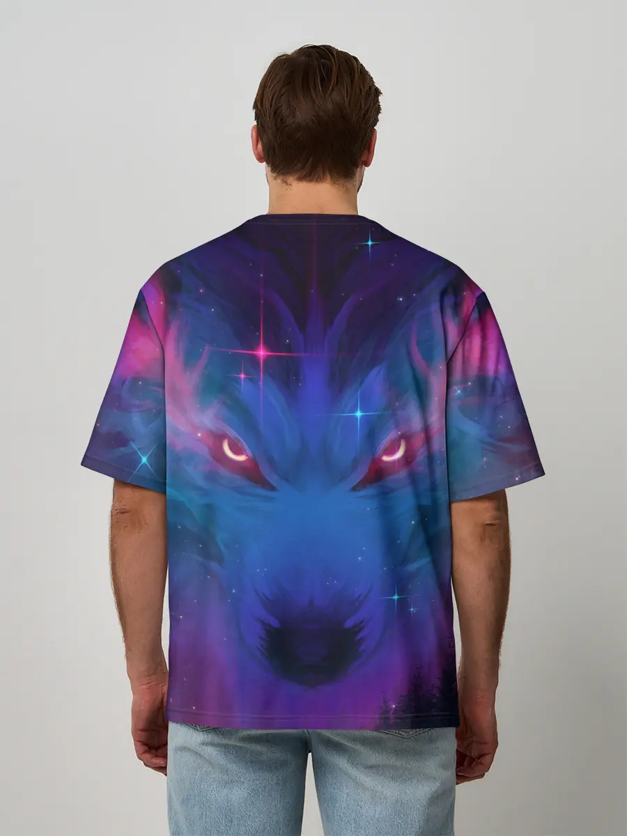 Мужская футболка оверсайз / Космо Волк