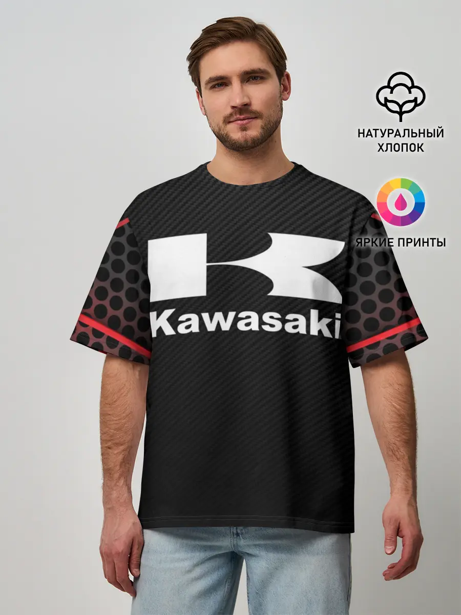 Мужская футболка оверсайз / KAWASAKI | КАВАСАКИ
