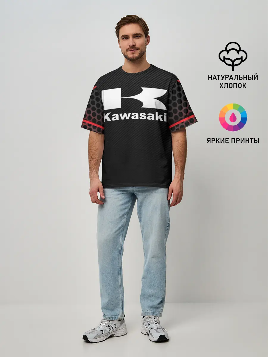 Мужская футболка оверсайз / KAWASAKI | КАВАСАКИ