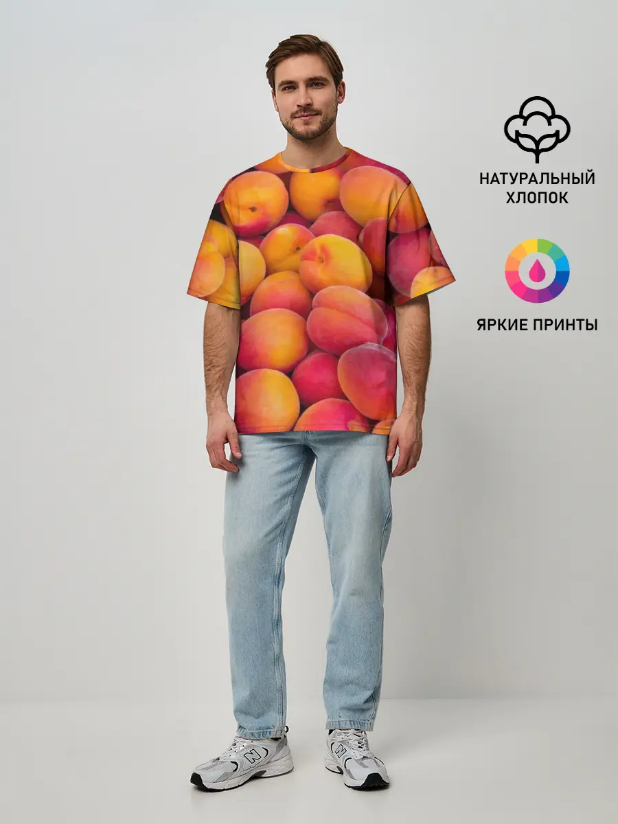 Мужская футболка оверсайз / Персики