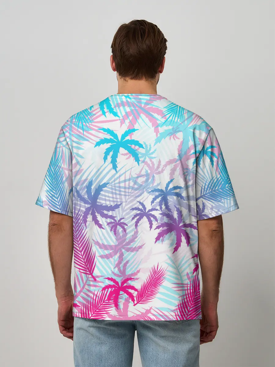 Мужская футболка оверсайз / НЕОНОВЫЕ ПАЛЬМЫ