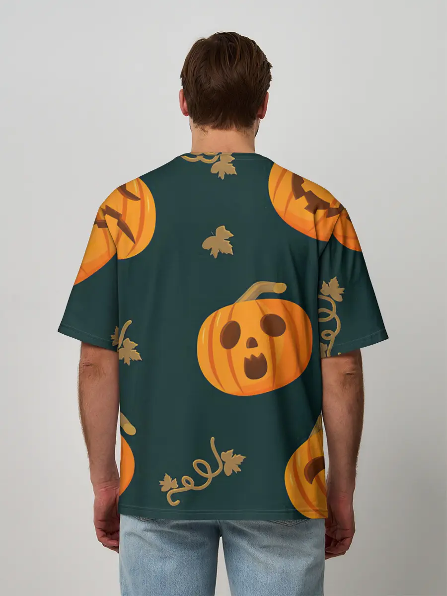 Мужская футболка оверсайз / Осенние тыквы