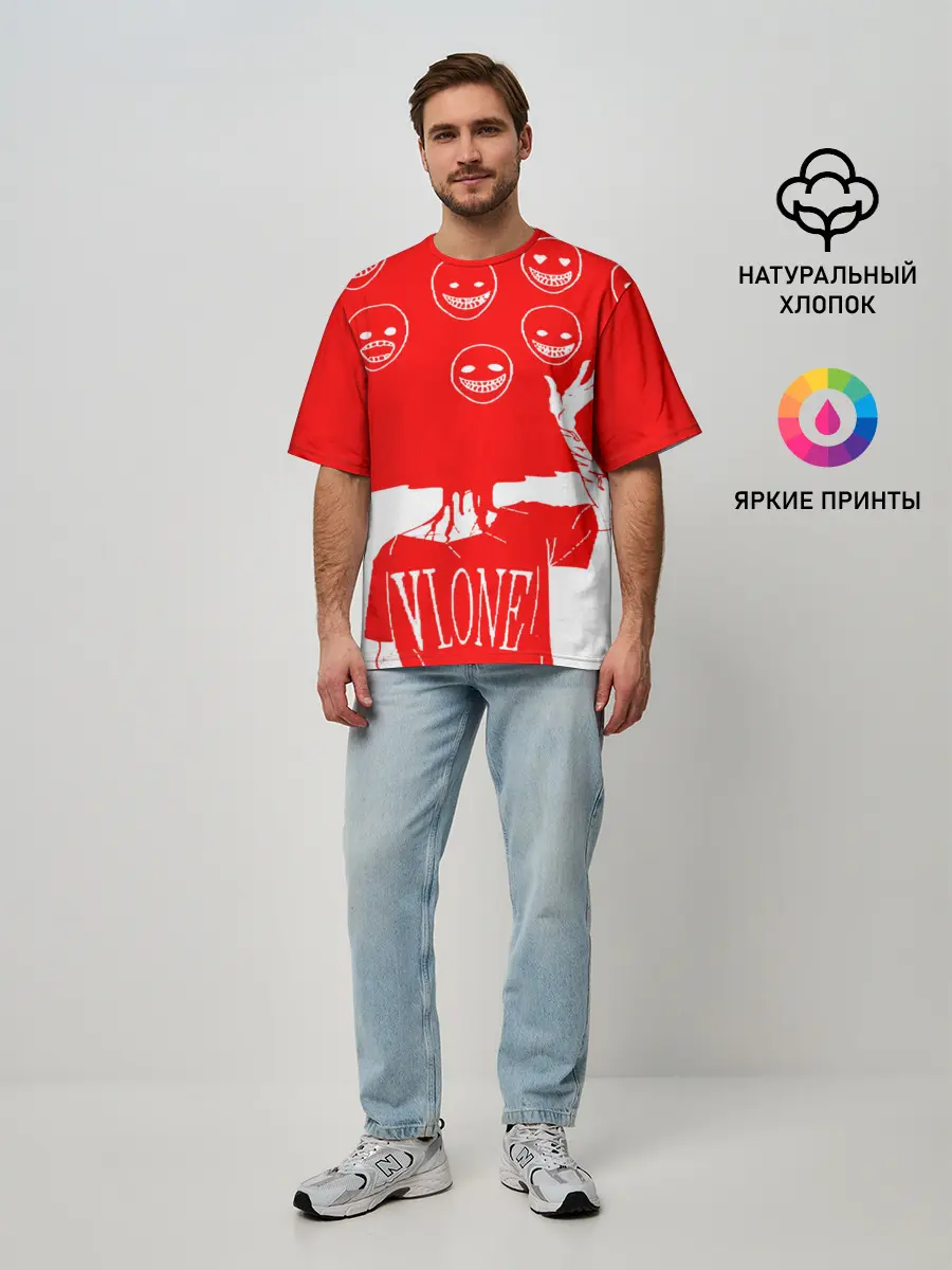 Мужская футболка оверсайз / многоголовый v love