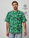 Мужская футболка оверсайз / Зеленый абстрактный узор