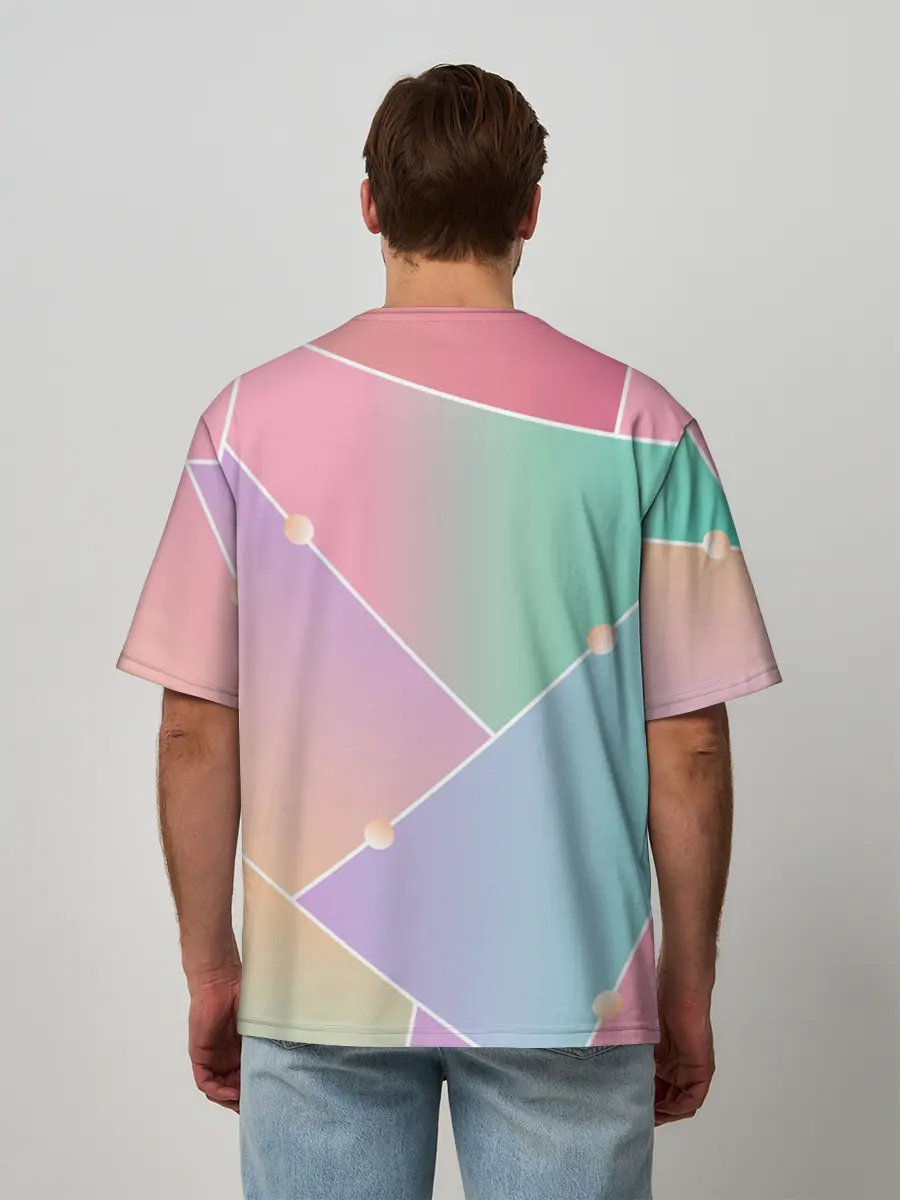 Мужская футболка оверсайз / Нежные цвета геометрии