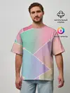 Мужская футболка оверсайз / Нежные цвета геометрии