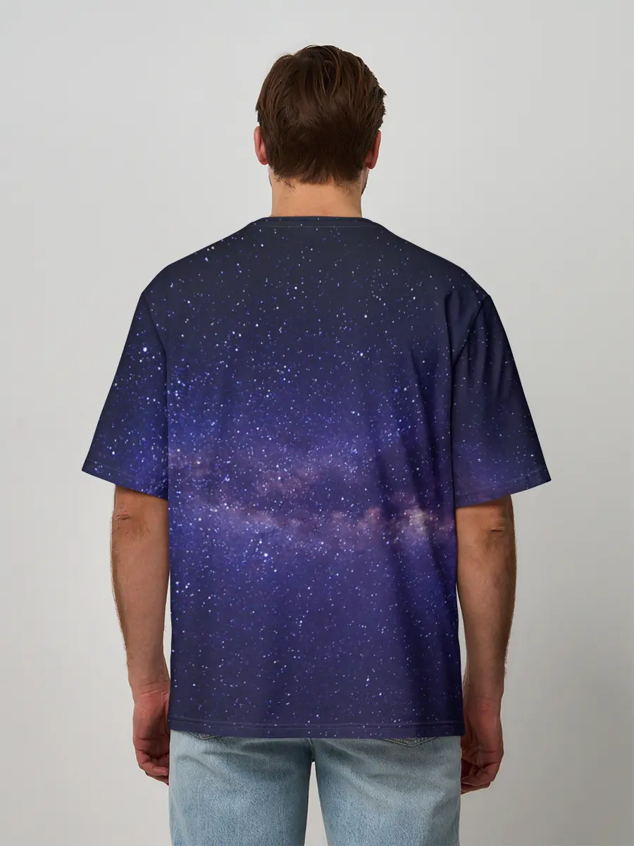 Мужская футболка оверсайз / Пицца в космосе
