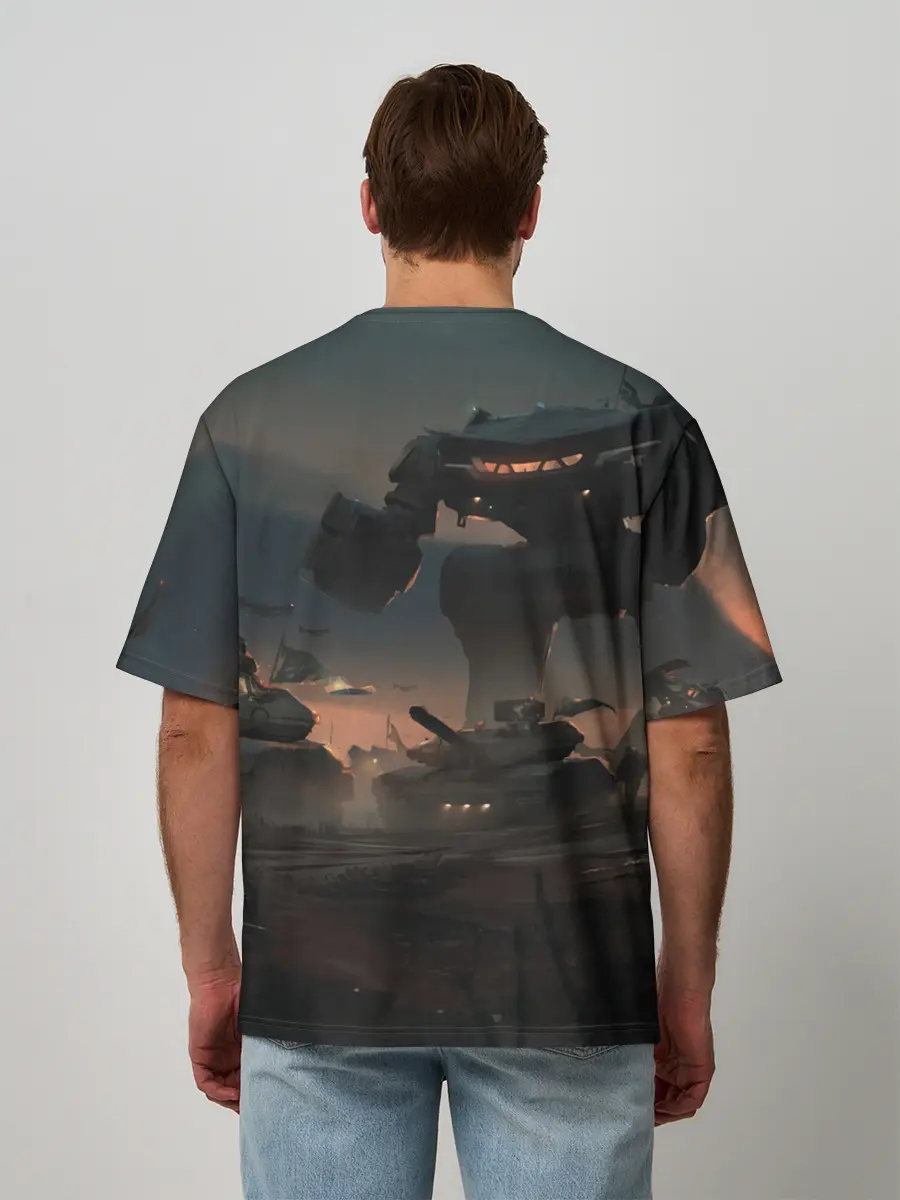 Мужская футболка оверсайз / Боевоймех