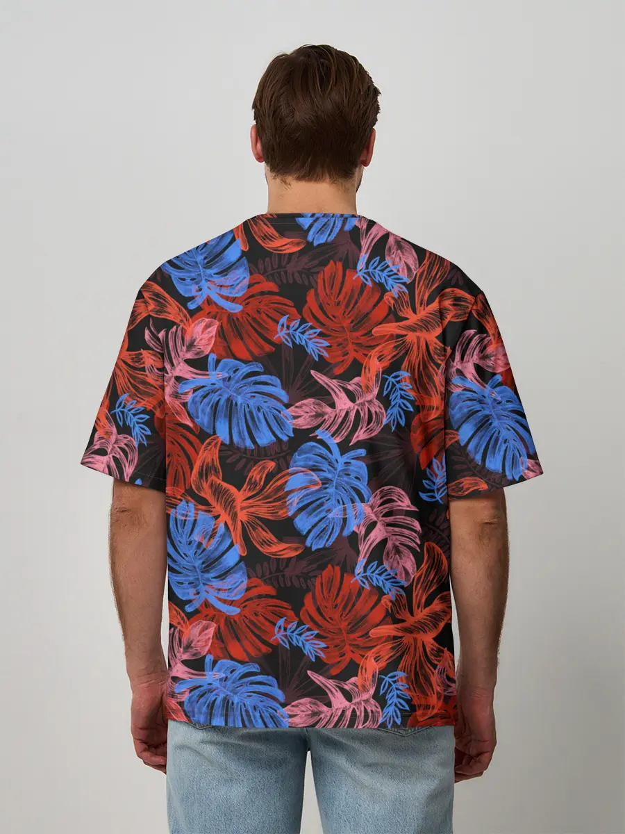 Мужская футболка оверсайз / Неоновые Тропики