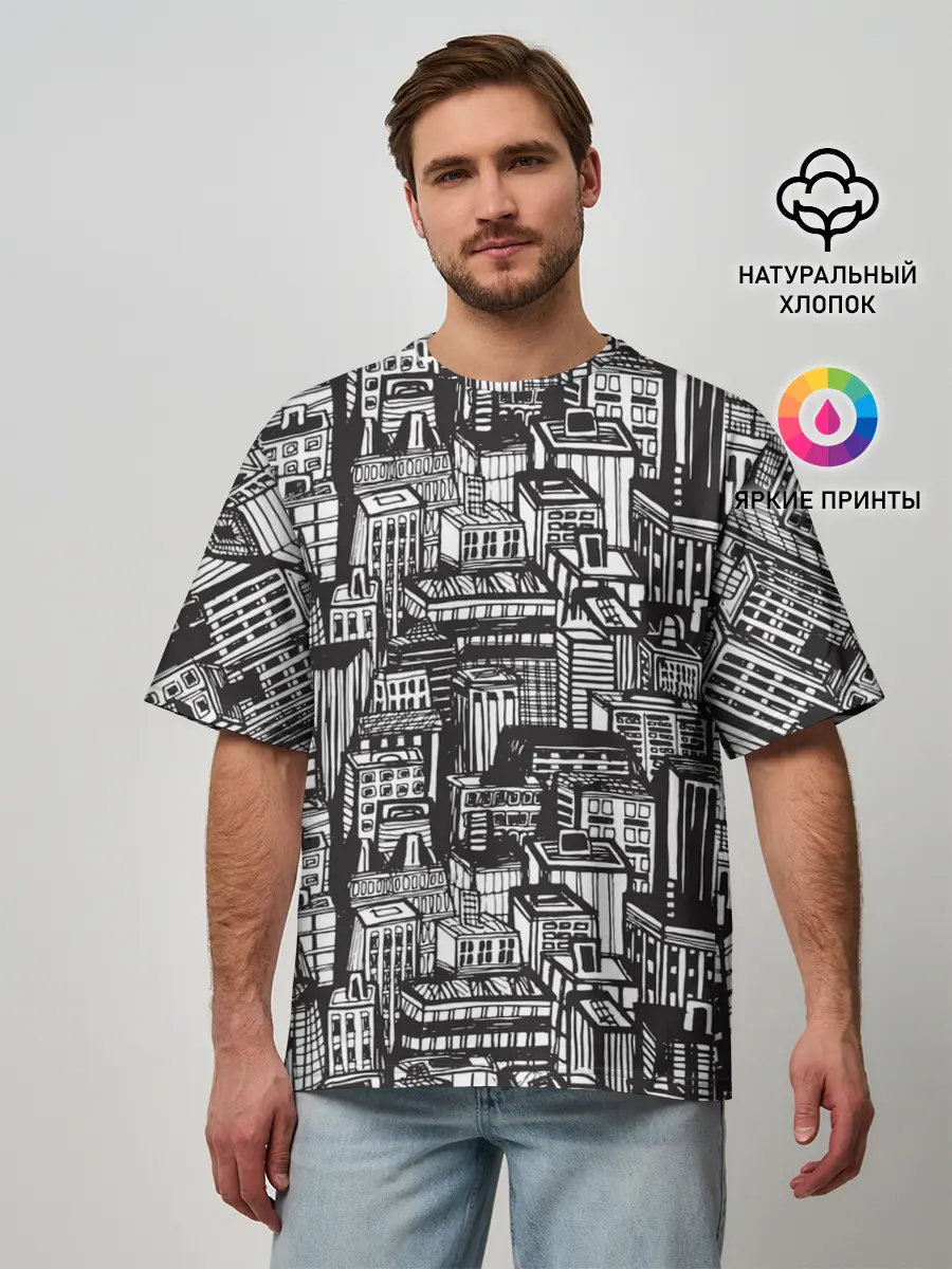 Мужская футболка оверсайз / Бесконечный город