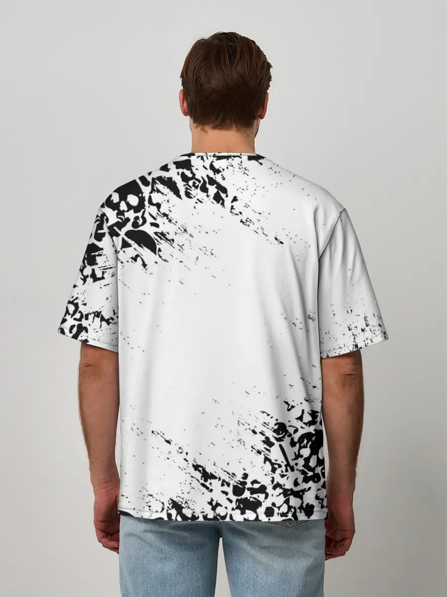 Мужская футболка оверсайз / БЕЛЫЕ ЧЕРЕПА | WHITE SKULLS