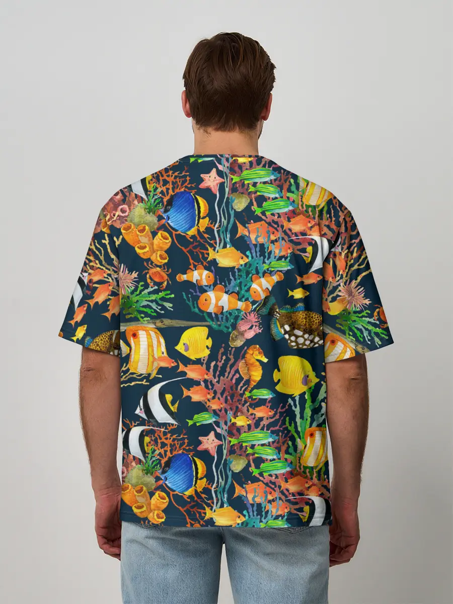 Мужская футболка оверсайз / Морской мир