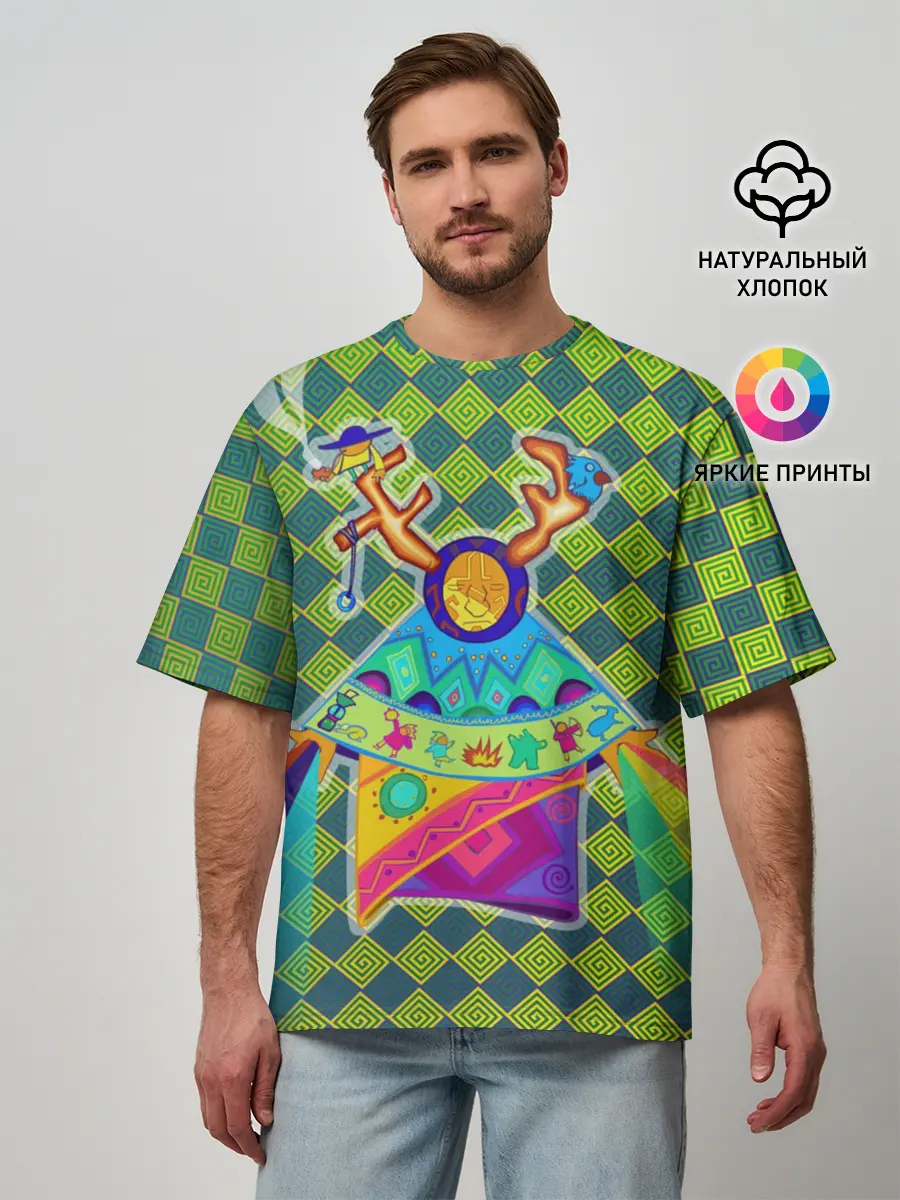 Мужская футболка оверсайз / Шаман