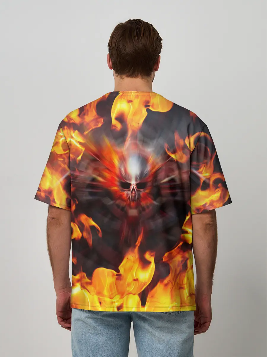 Мужская футболка оверсайз / FIRE GEARS OF WAR | ПОСТЕР В ОГНЕ