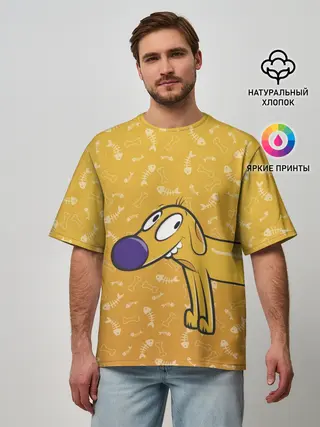 Мужская футболка оверсайз / КОТОПЕС | Пес спереди