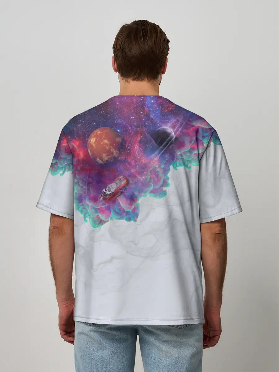 Мужская футболка оверсайз / Илон Маск курит космос