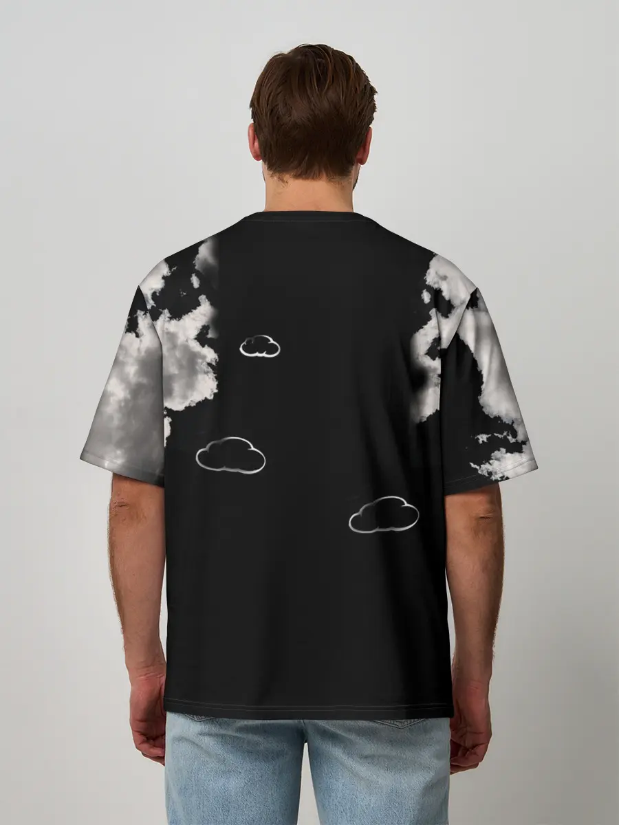 Мужская футболка оверсайз / Грозовой, кошак