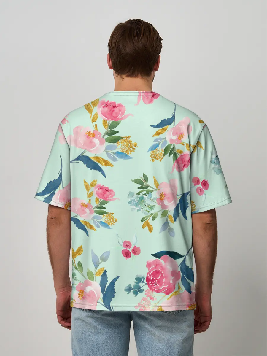 Мужская футболка оверсайз / Цветы