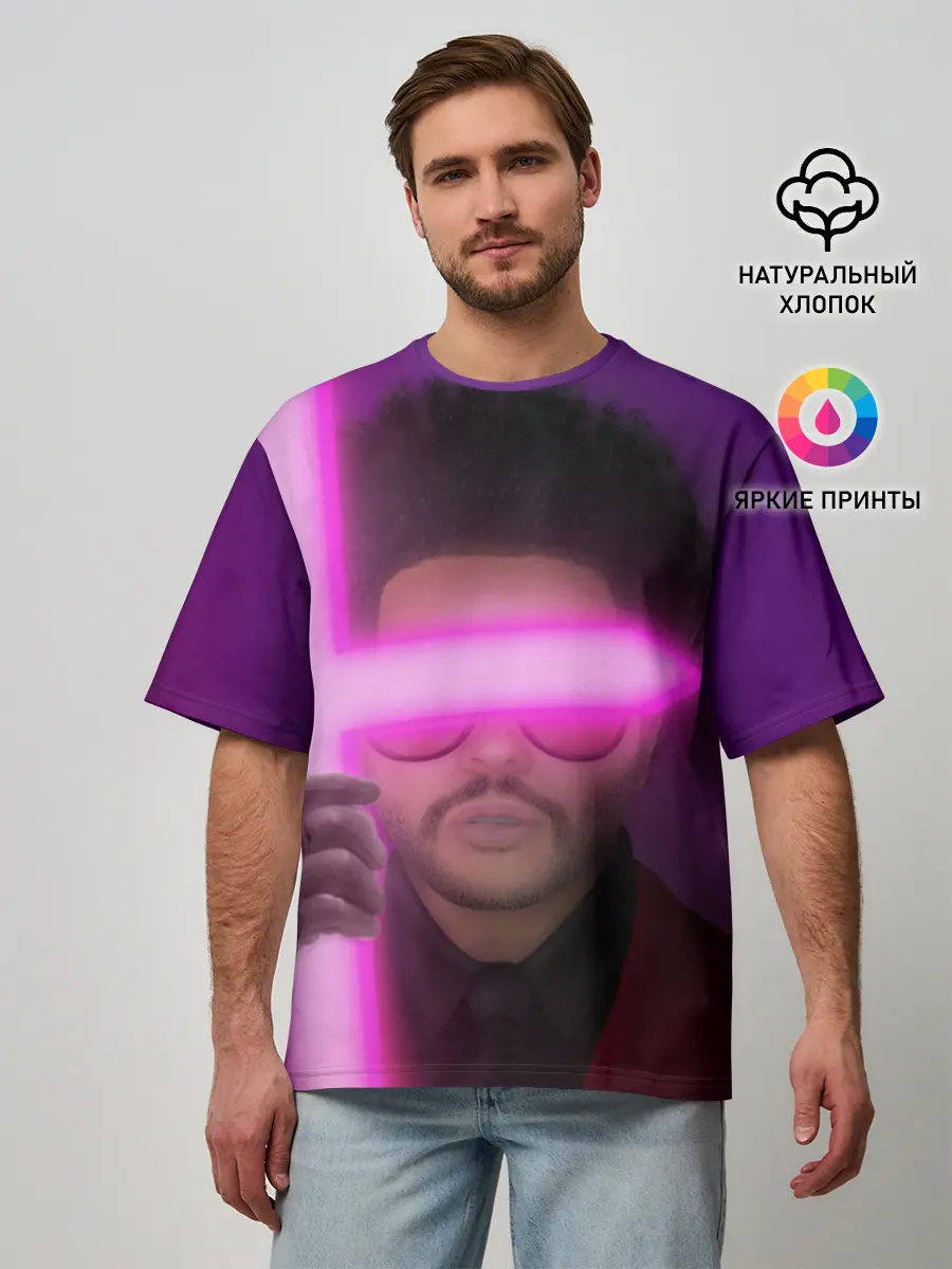 Мужская футболка оверсайз / The Weeknd - Blinding Lights