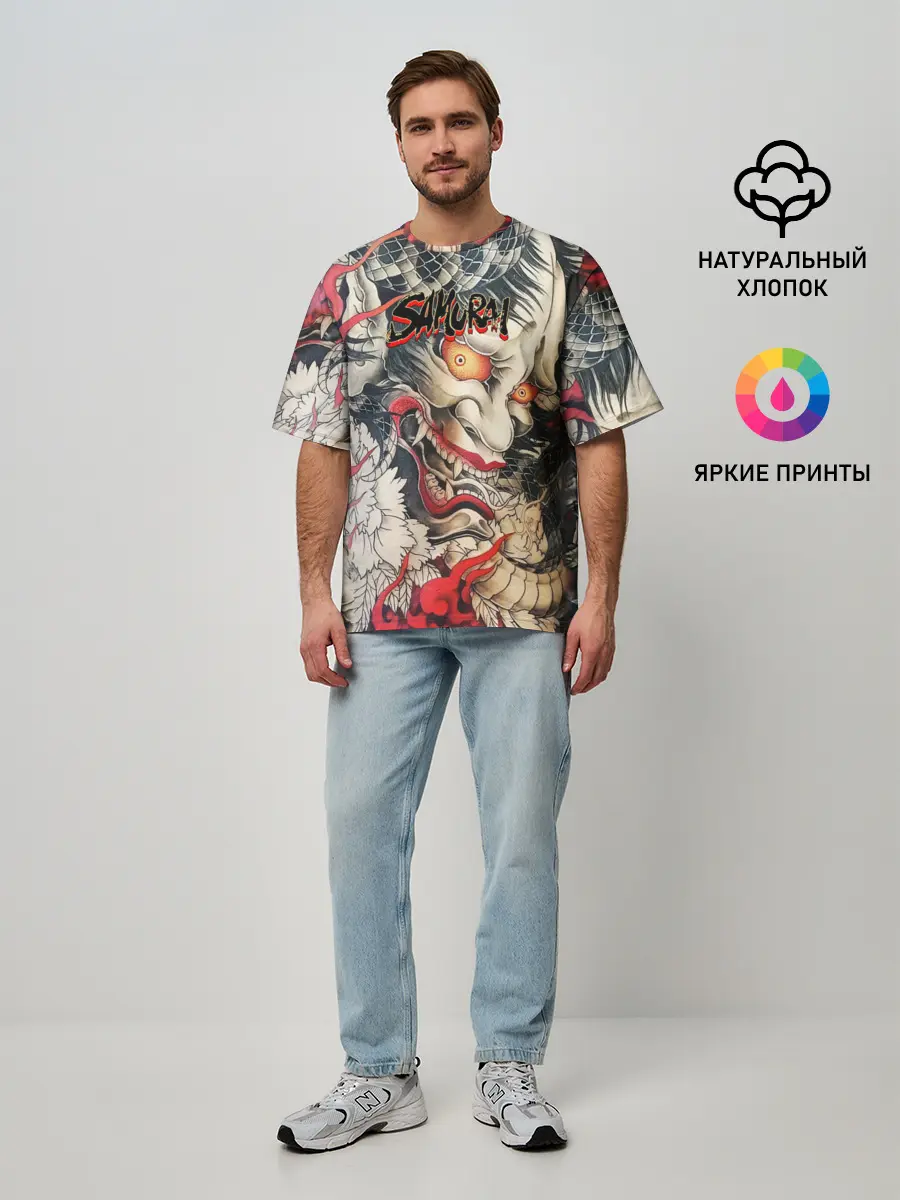 Мужская футболка оверсайз / Самурай