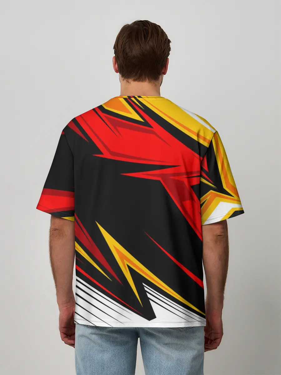 Мужская футболка оверсайз / КРАСНО-ЖЕЛТЫЙ СПОРТ | SPORT