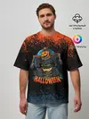 Мужская футболка оверсайз / ПУГАЛО ИЗ ТЫКВЫ | HALLOWEEN
