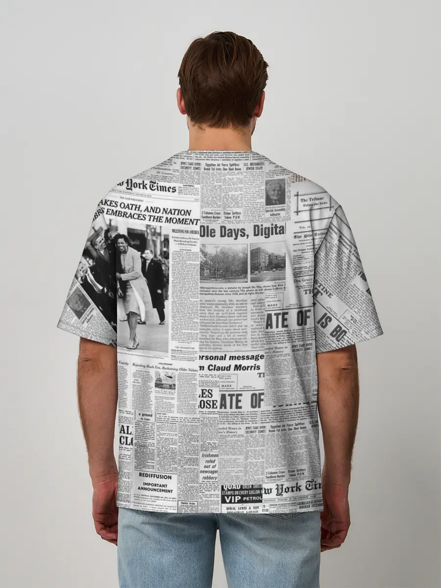 Мужская футболка оверсайз / Газета Newspaper