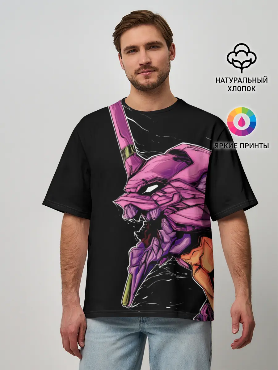 Мужская футболка оверсайз / Evangelion. Eva 01