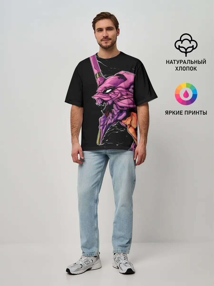 Мужская футболка оверсайз / Evangelion. Eva 01