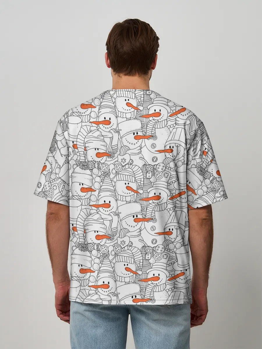 Мужская футболка оверсайз / Снеговики