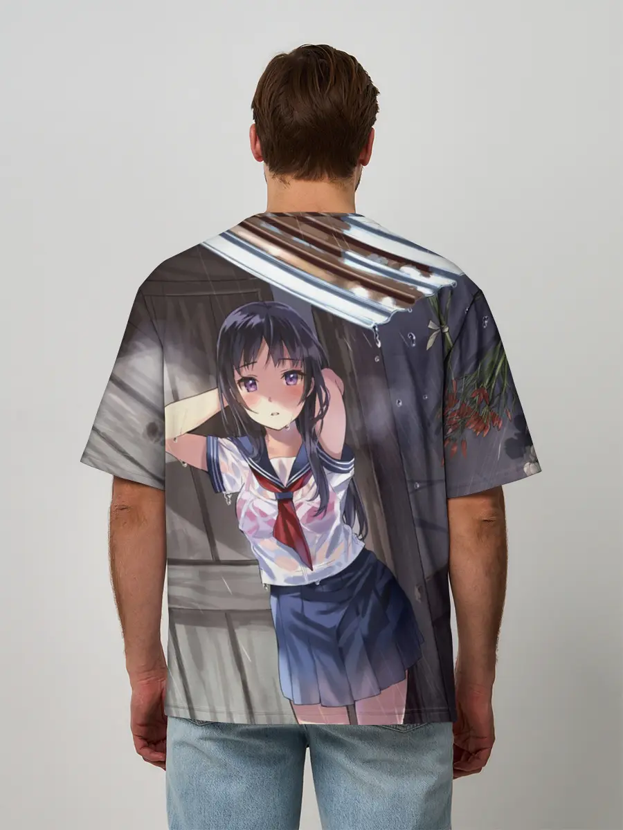 Мужская футболка оверсайз / Летний дождь