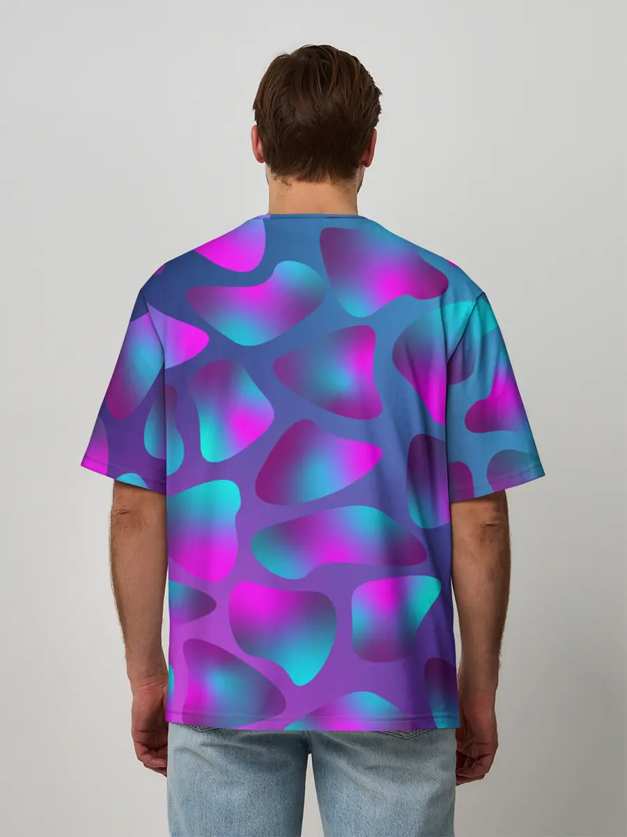 Мужская футболка оверсайз / Неоновые капли