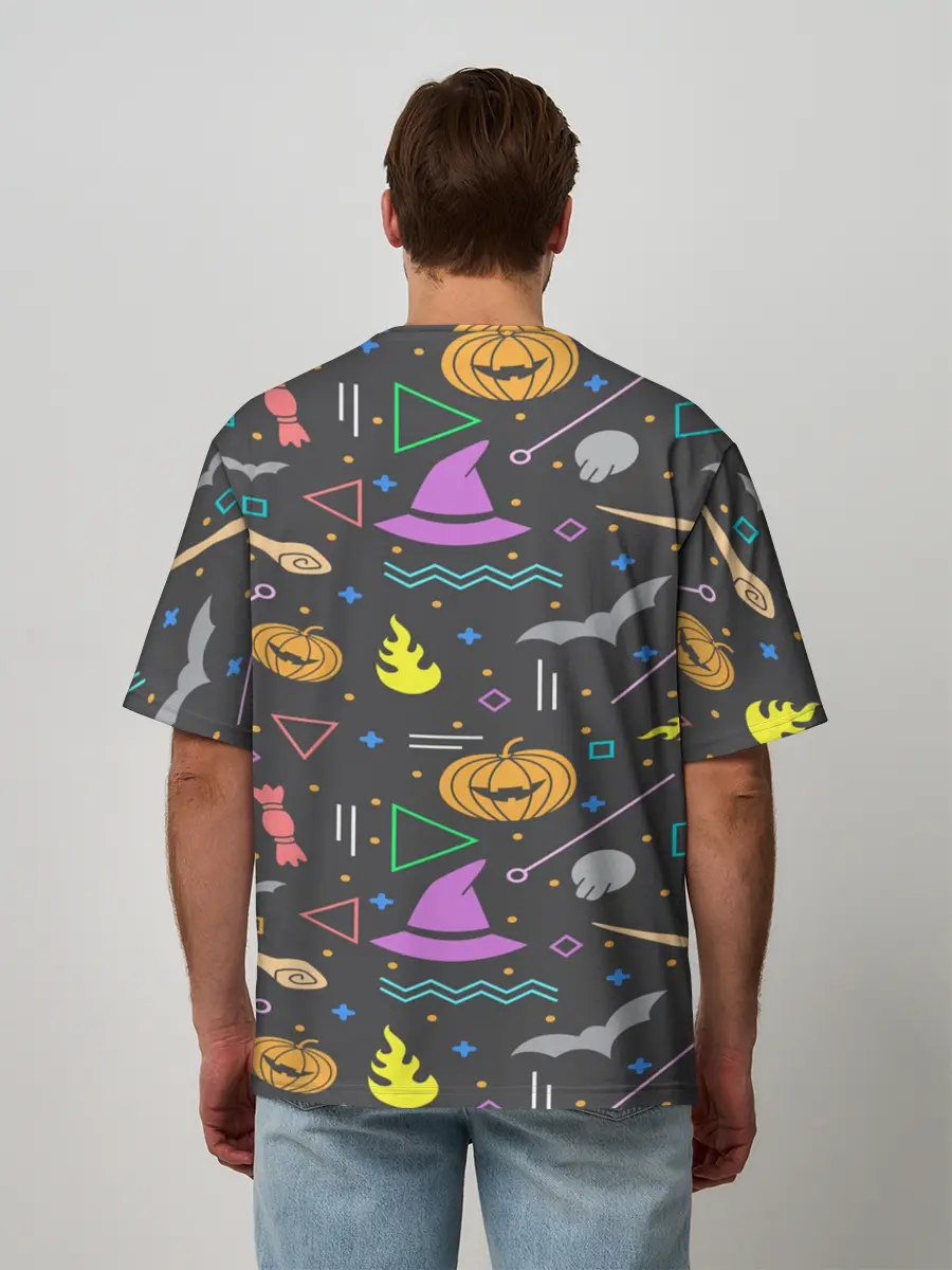 Мужская футболка оверсайз / Уютный Halloween