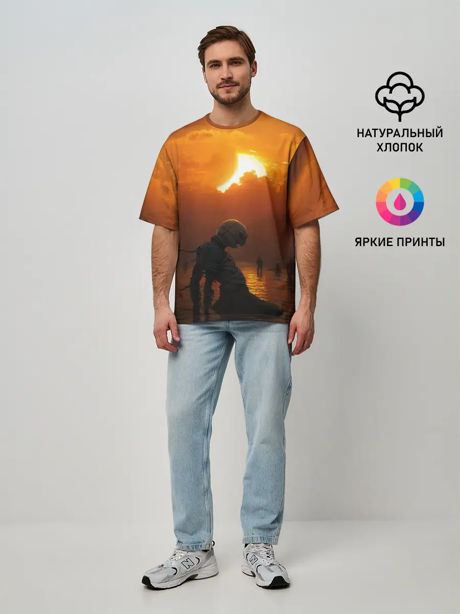 Мужская футболка оверсайз / Берсерк закат