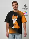 Мужская футболка оверсайз / Лисичка - Градиент