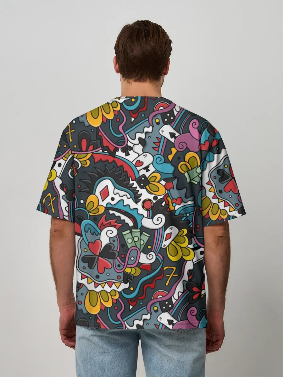 Мужская футболка оверсайз / Покерный коллаж