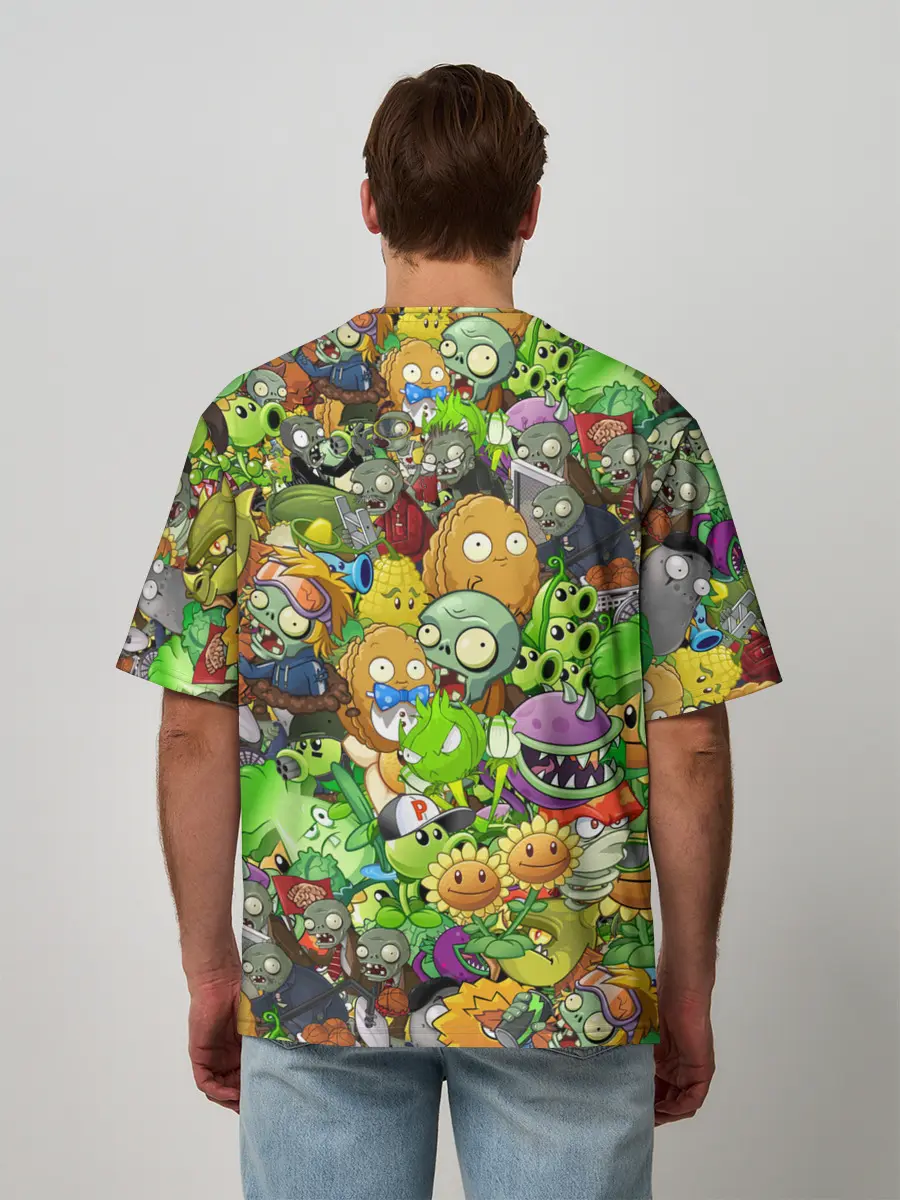 Мужская футболка оверсайз / PLANTS VS ZOMBIES