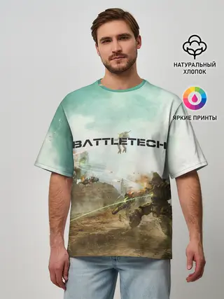 Мужская футболка оверсайз / Битва мехов