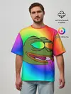 Мужская футболка оверсайз / Pepe rainbow