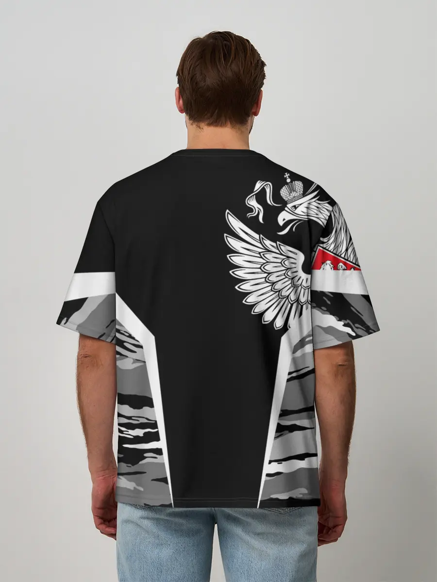 Мужская футболка оверсайз / Камуфляж Россия