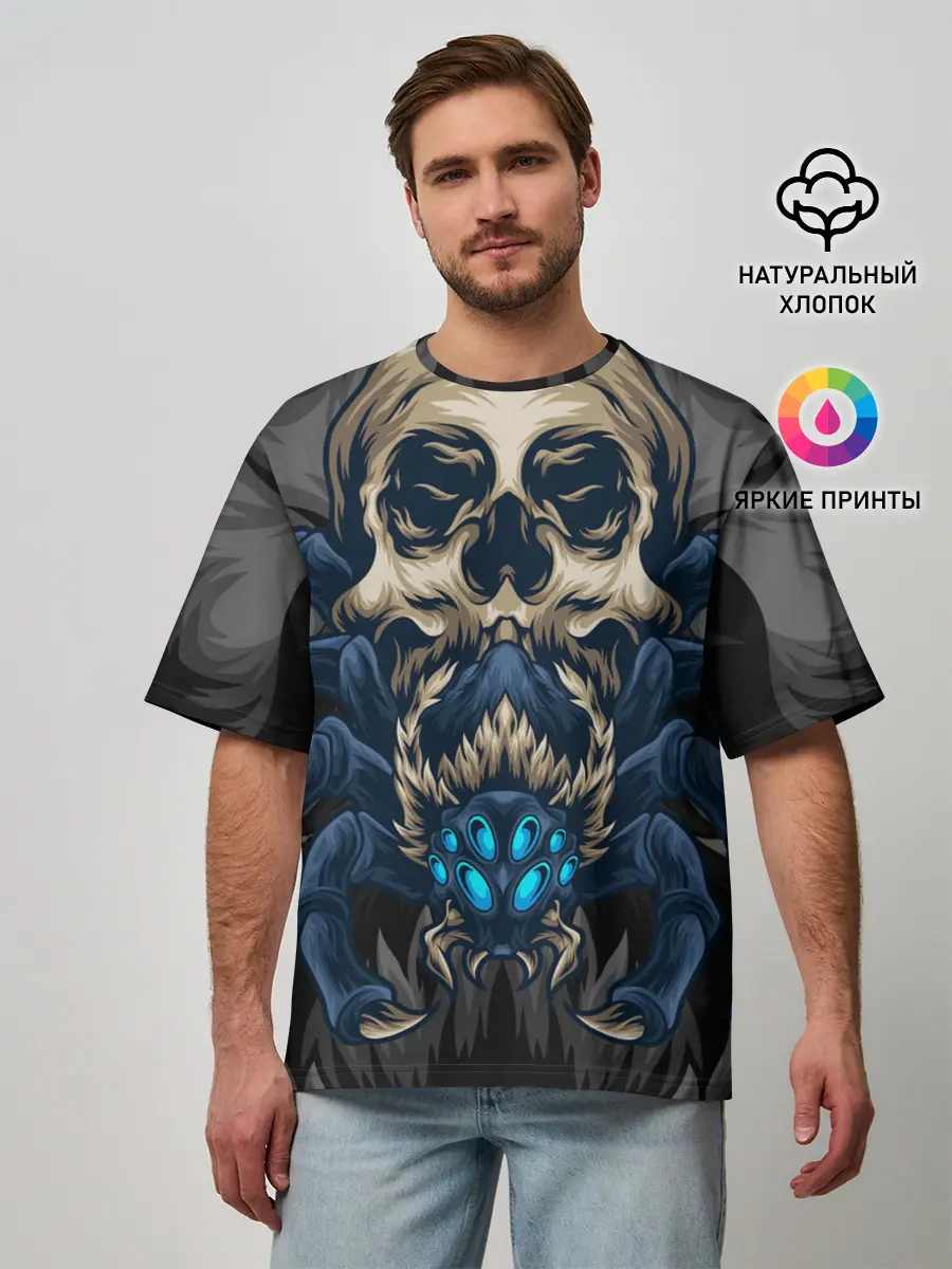 Мужская футболка оверсайз / Демонический паук