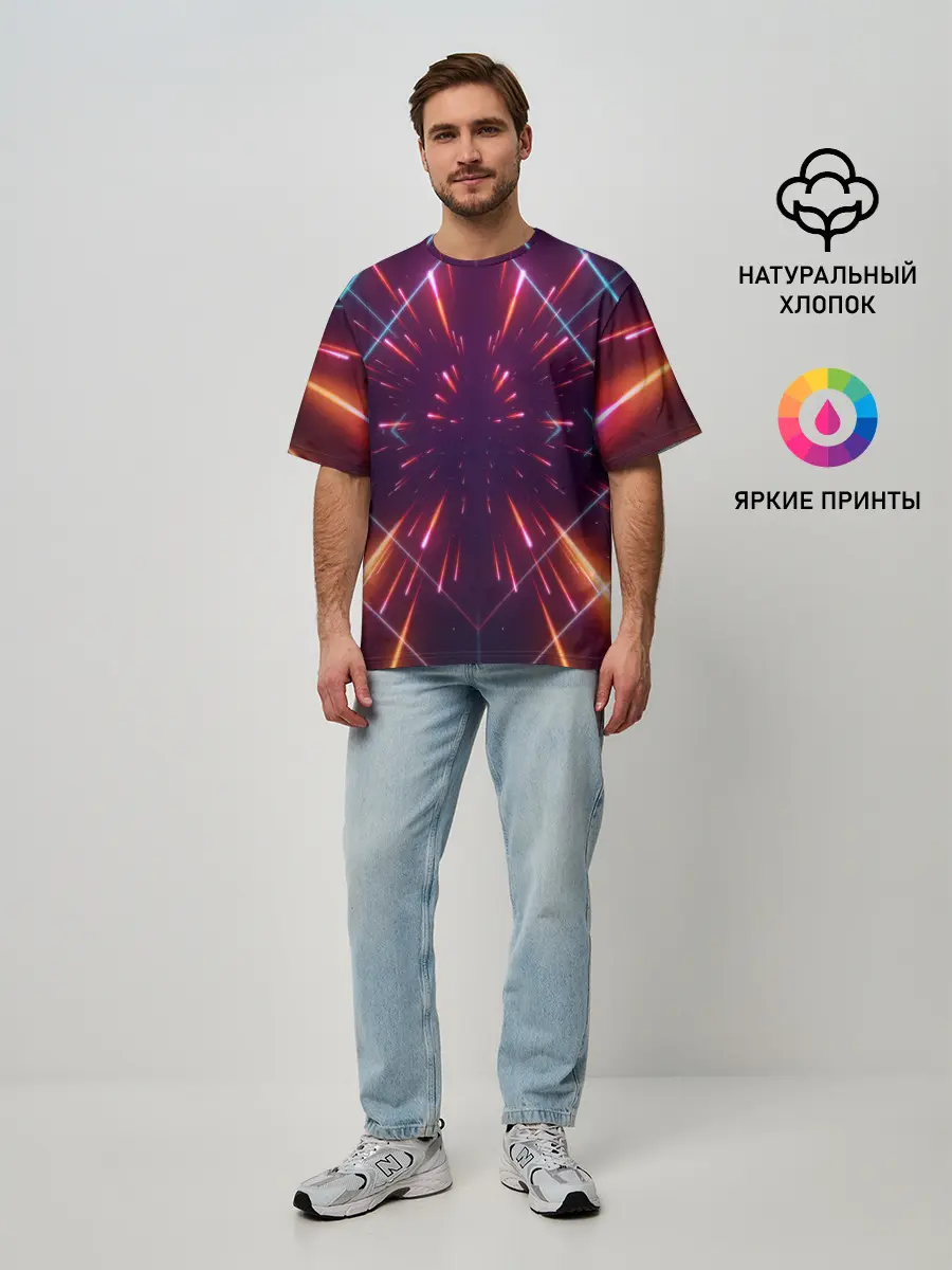 Мужская футболка оверсайз / SYNTHWAVE / RETROWAVE