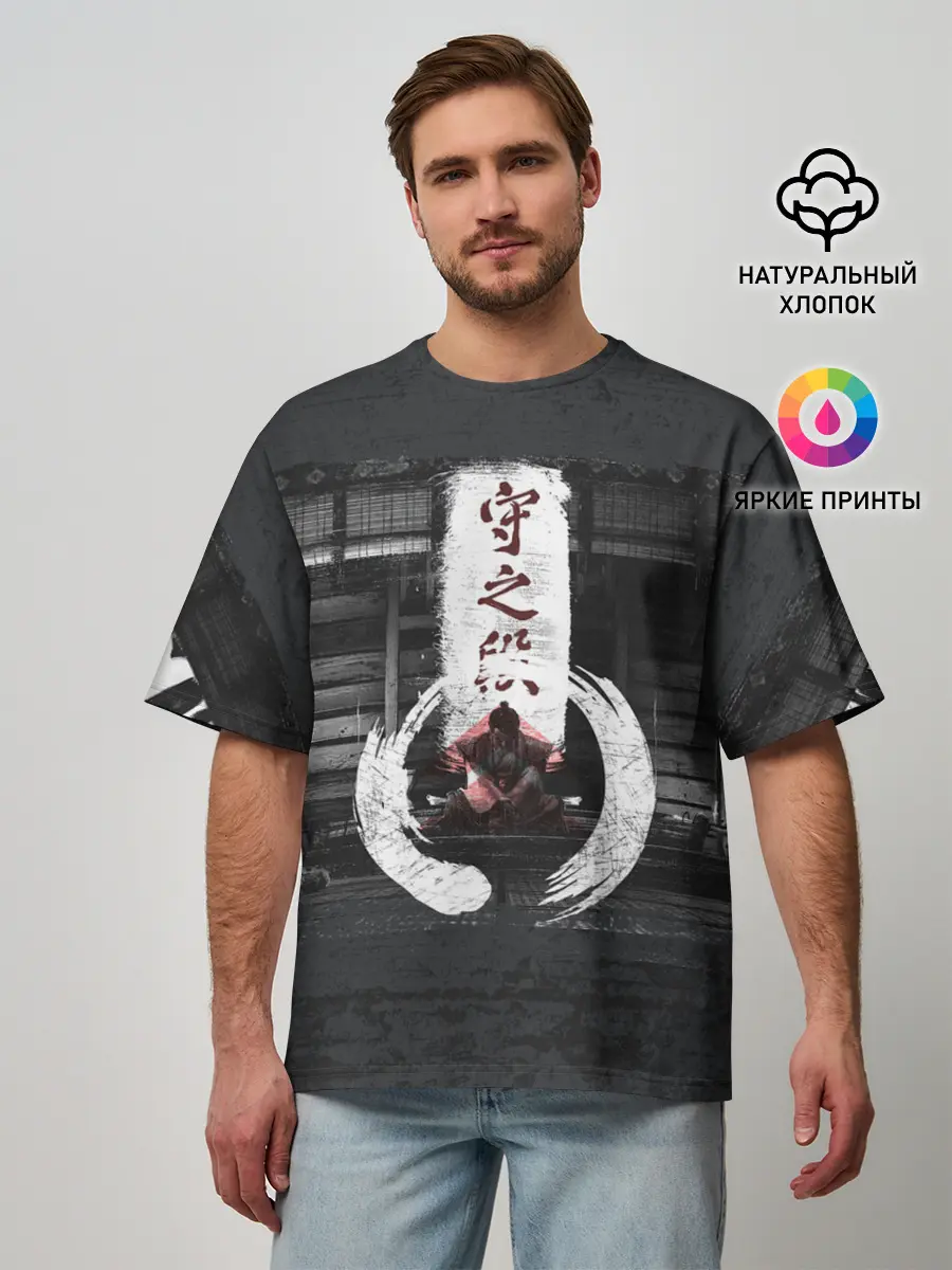 Мужская футболка оверсайз / Самурай | Призрак Цусимы