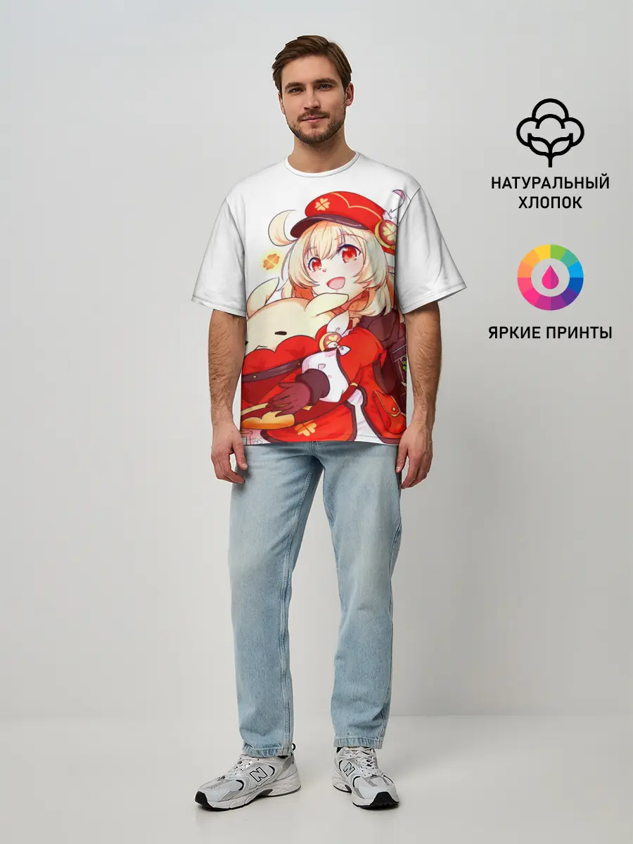 Мужская футболка оверсайз / Геншин Импакт Кли