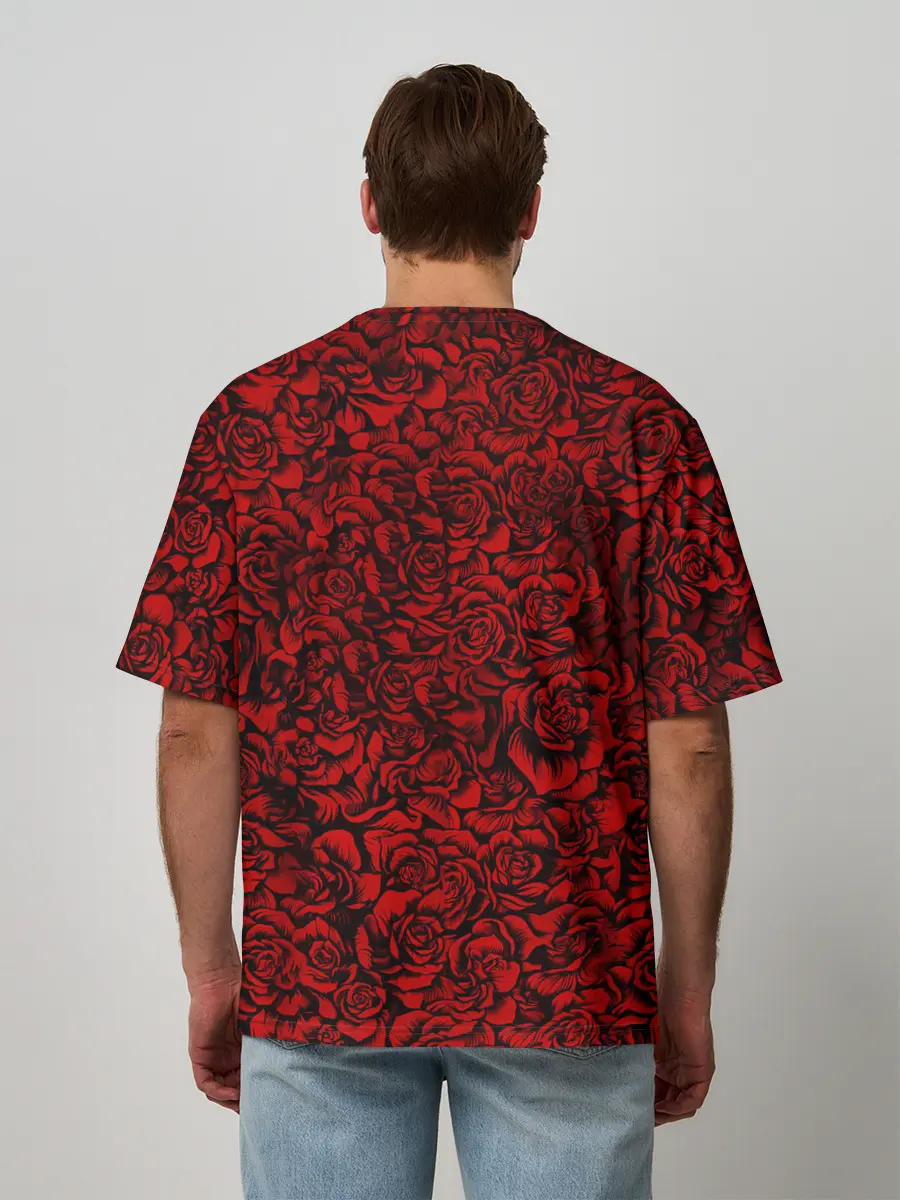 Мужская футболка оверсайз / ЦВЕТОЧНЫЙ ЧЕРЕП