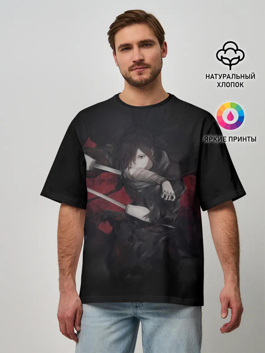 Мужская футболка оверсайз / ХЯККИМАРУ | ДОРОРО | DORORO