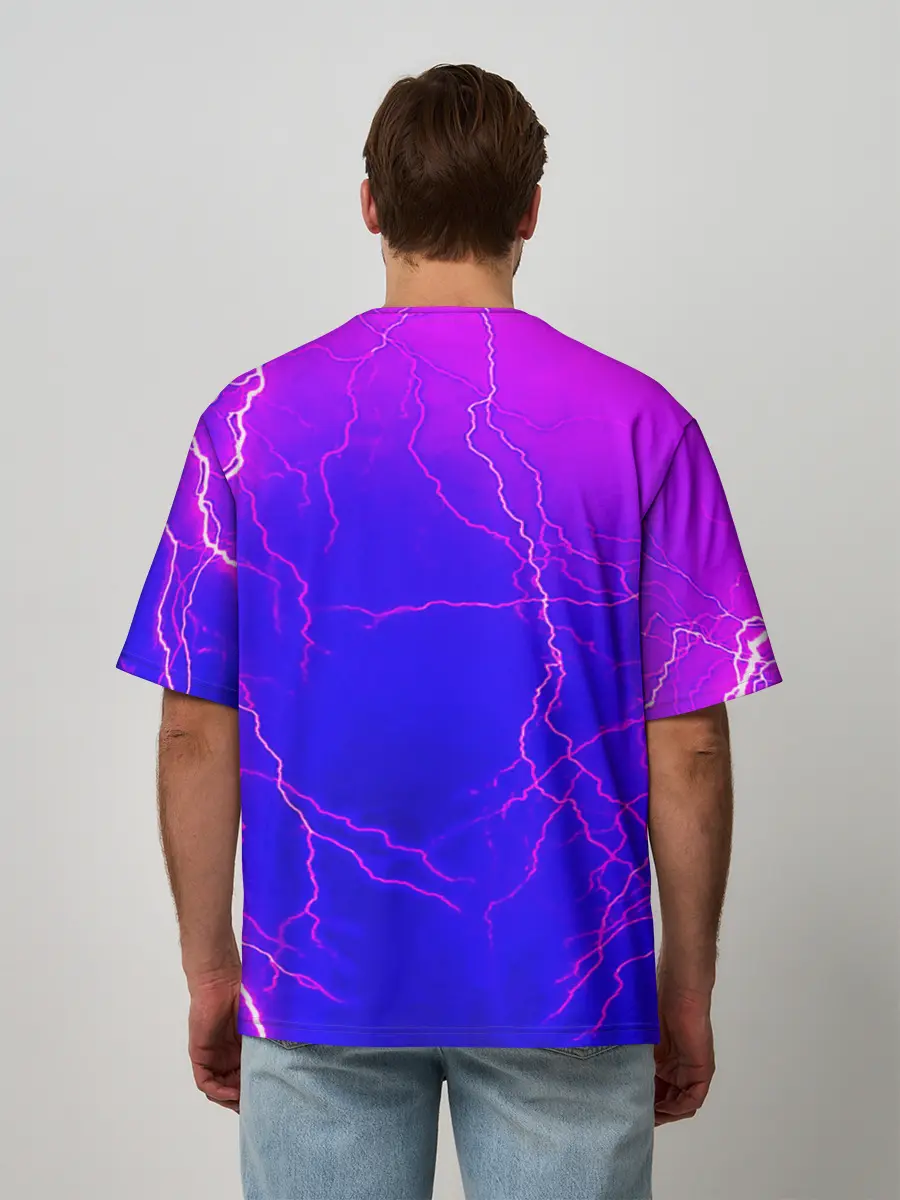Мужская футболка оверсайз / НЕОНОВАЯ МОЛНИЯ