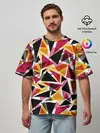 Мужская футболка оверсайз / Разноцветные треугольники